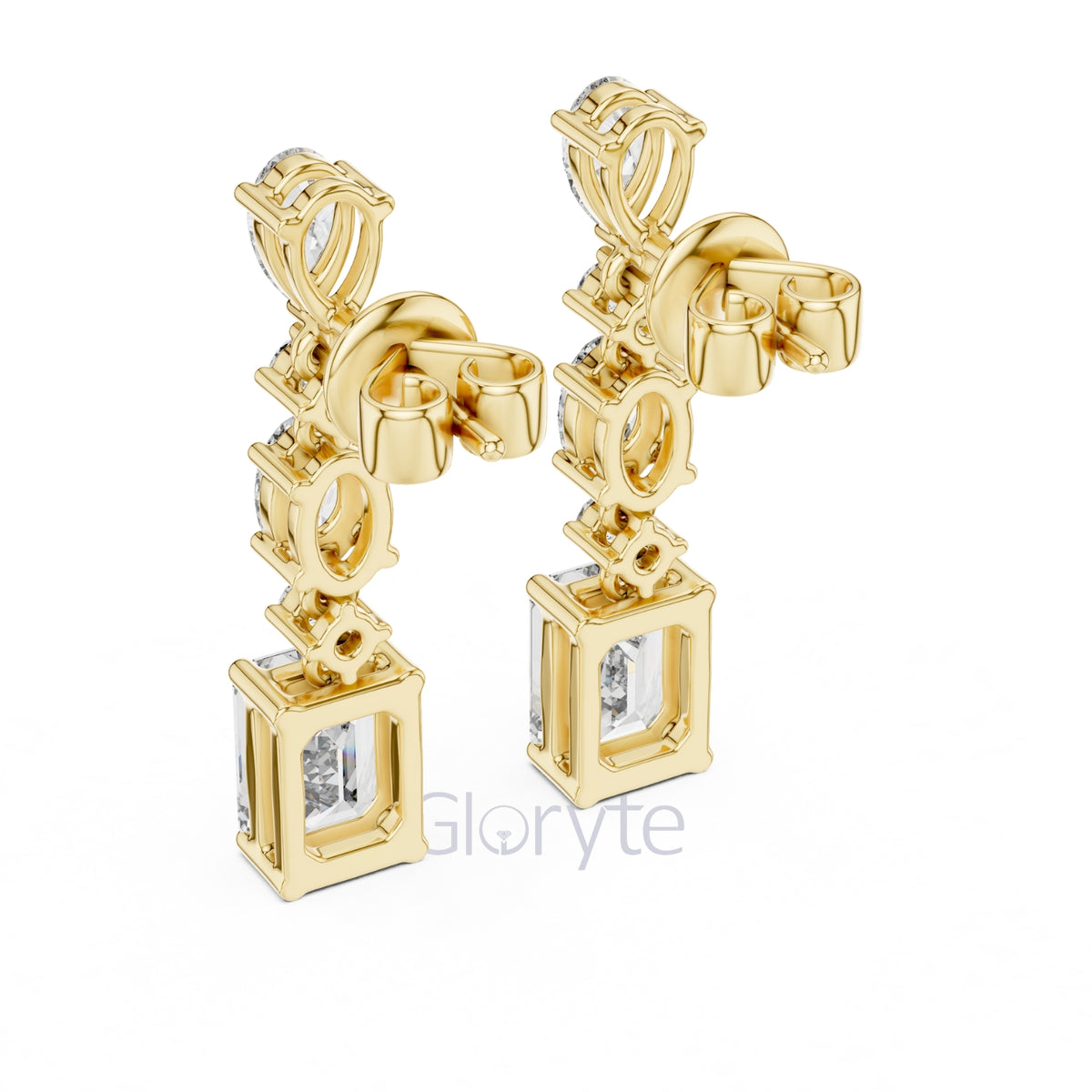 Radiant Cascade Drop Earrings with Mixed Diamond Cuts