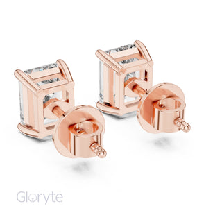 Emerald Cut Diamond Stud Earrings