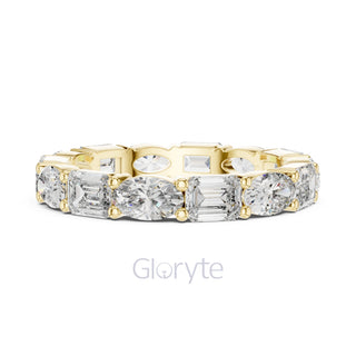 Emerald and Oval Cut Diamond Eternity Band Ring