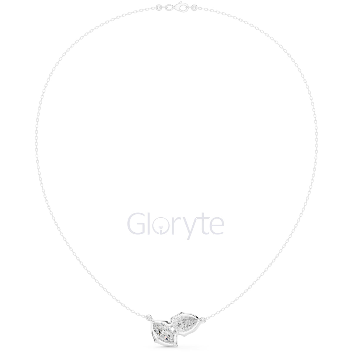 Pear and Marquise Diamond Duo Necklace