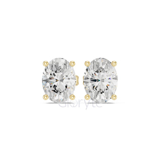 Oval Diamond Stud Earrings