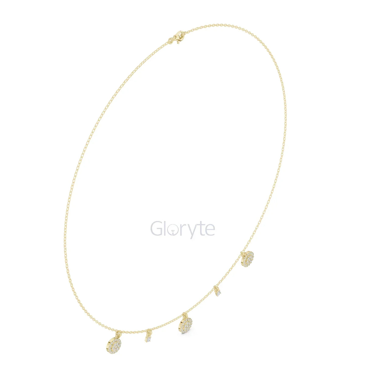 Diamond Charm Necklace – Pave Disc & Solitaire Pendant