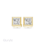 Elegant Bezel Diamond Stud Earrings | 2.50 Carat Total Weight