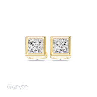 Elegant Bezel Diamond Stud Earrings