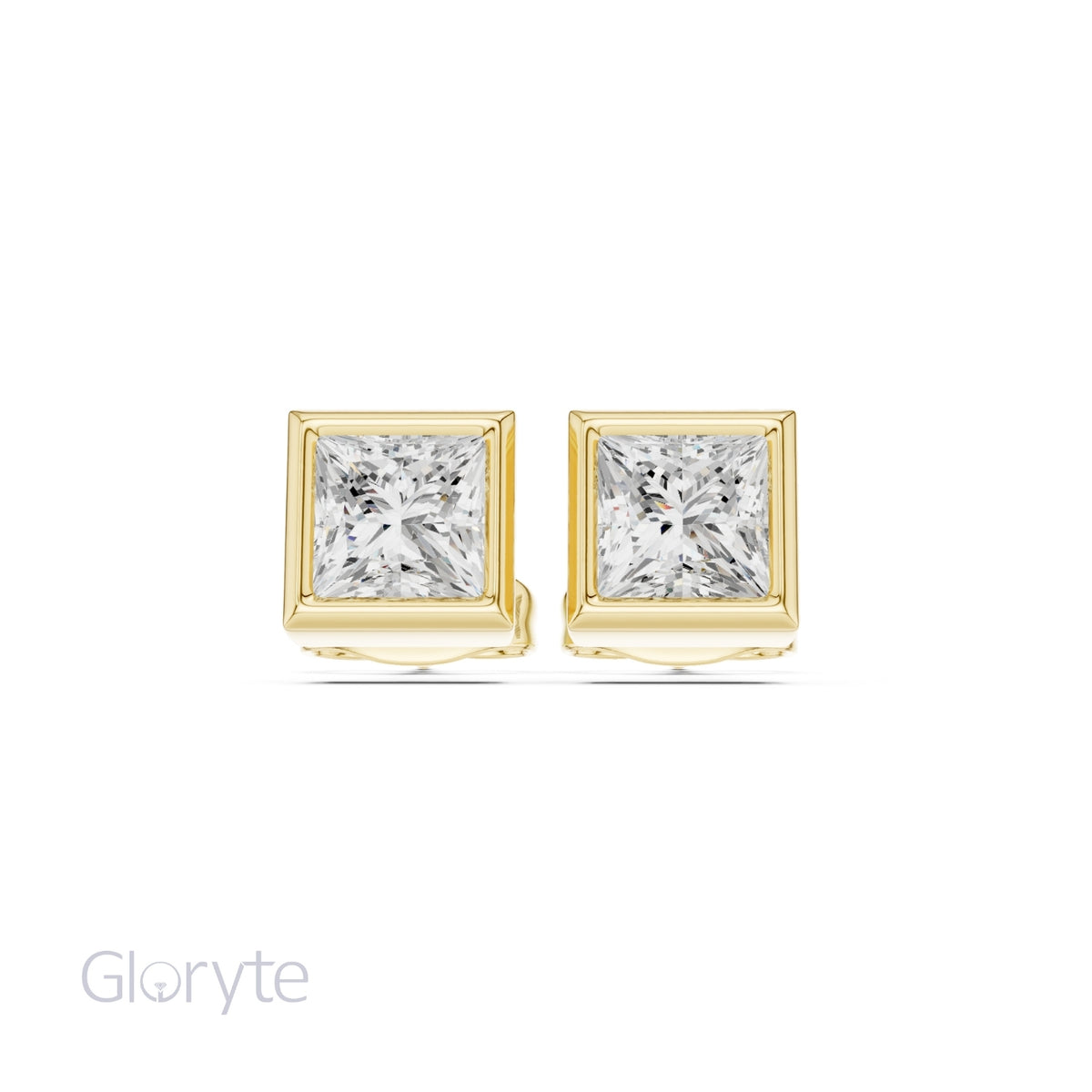 Elegant Bezel Diamond Stud Earrings