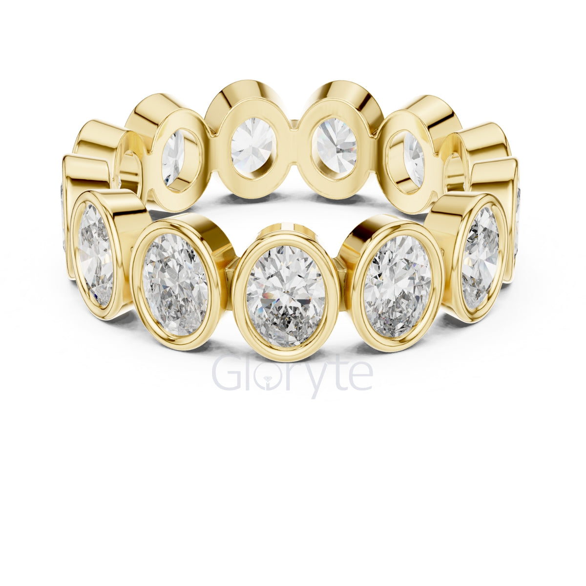 Oval Diamond Bezel-Set Eternity Band