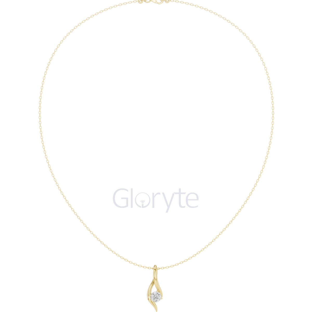 Solitaire Curve Diamond Pendant Necklace