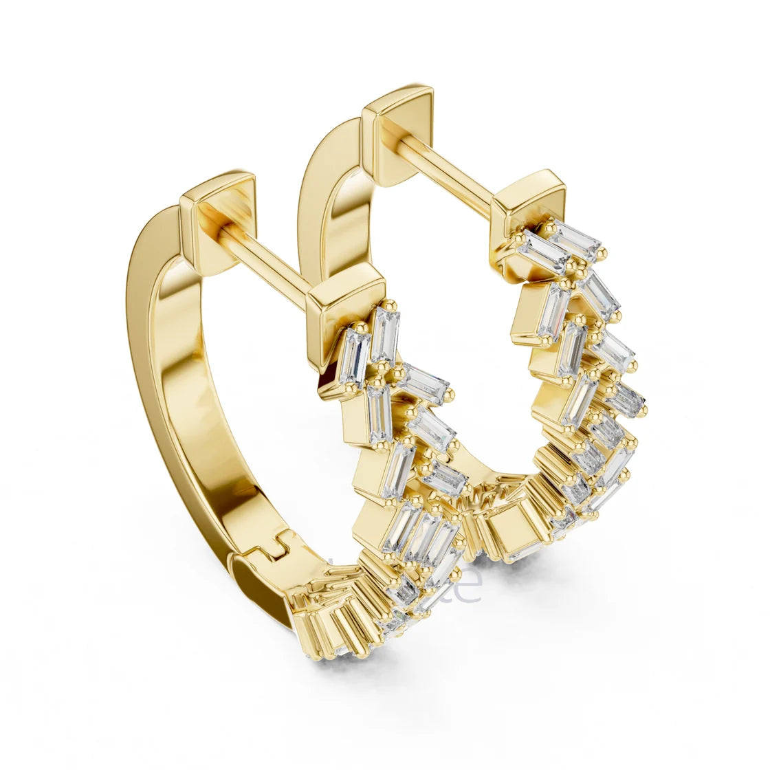 Baguette Cluster Hoop Earrings