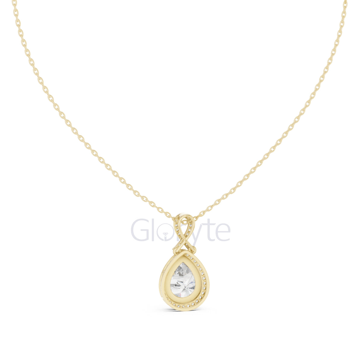 Infinity Halo Pear Pendant Necklace