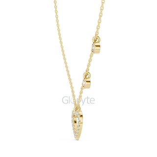 Diamond Heart Pendant Necklace with Dangling Accents