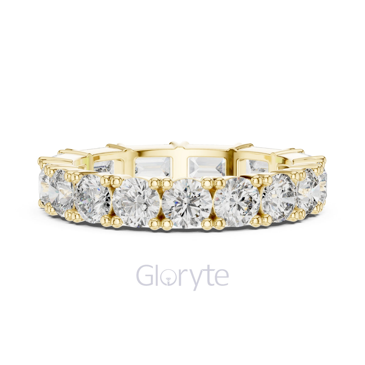 Emerald & Round Diamond Eternity Band