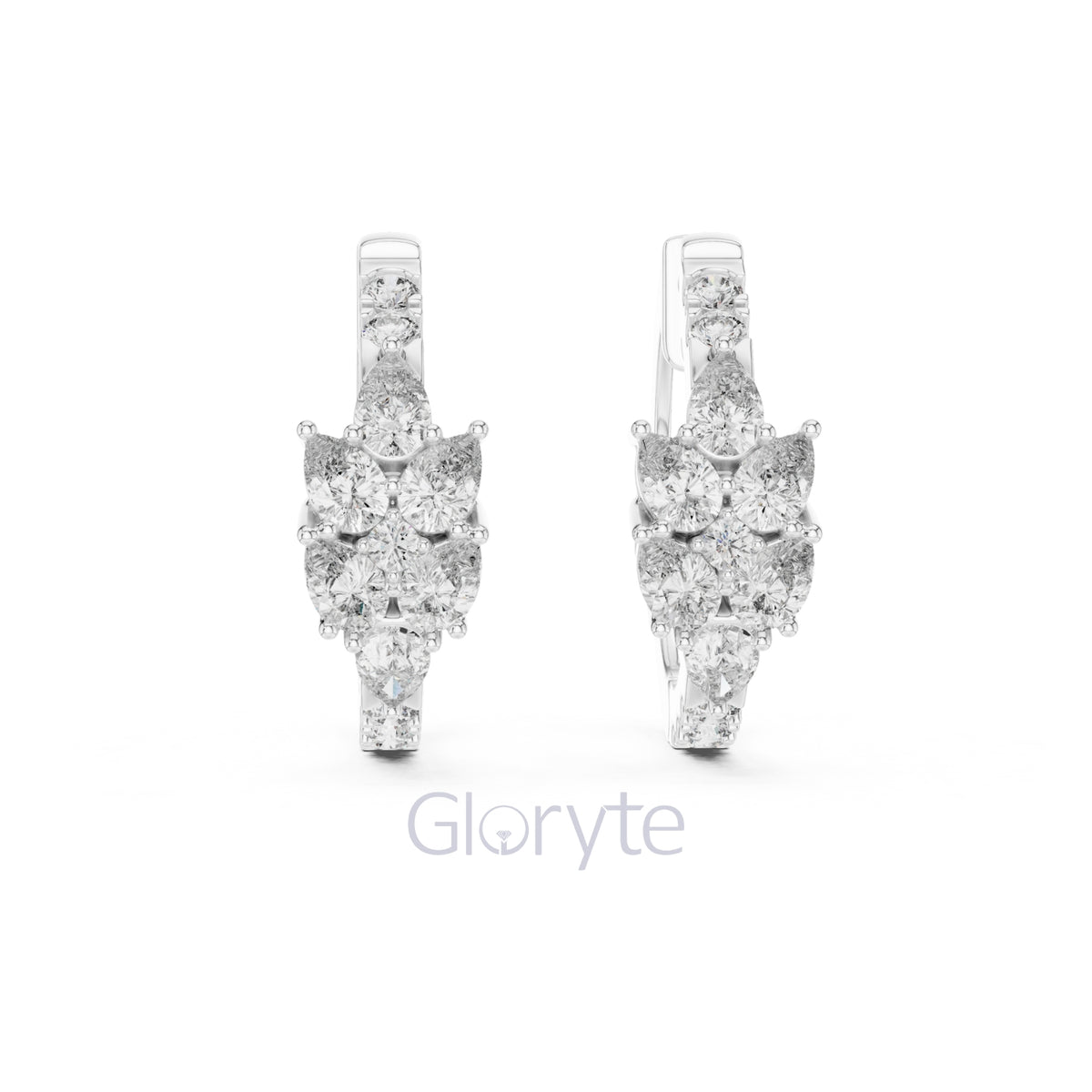 Pear & Round Diamond Hoop Earrings