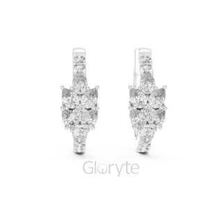 Pear & Round Diamond Hoop Earrings