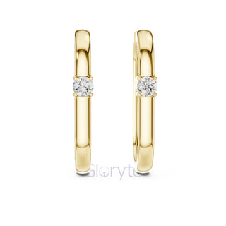 Minimalist Solitaire Hoop Earrings