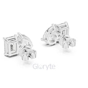 Pear & Emerald-Cut Diamond Stud Earrings