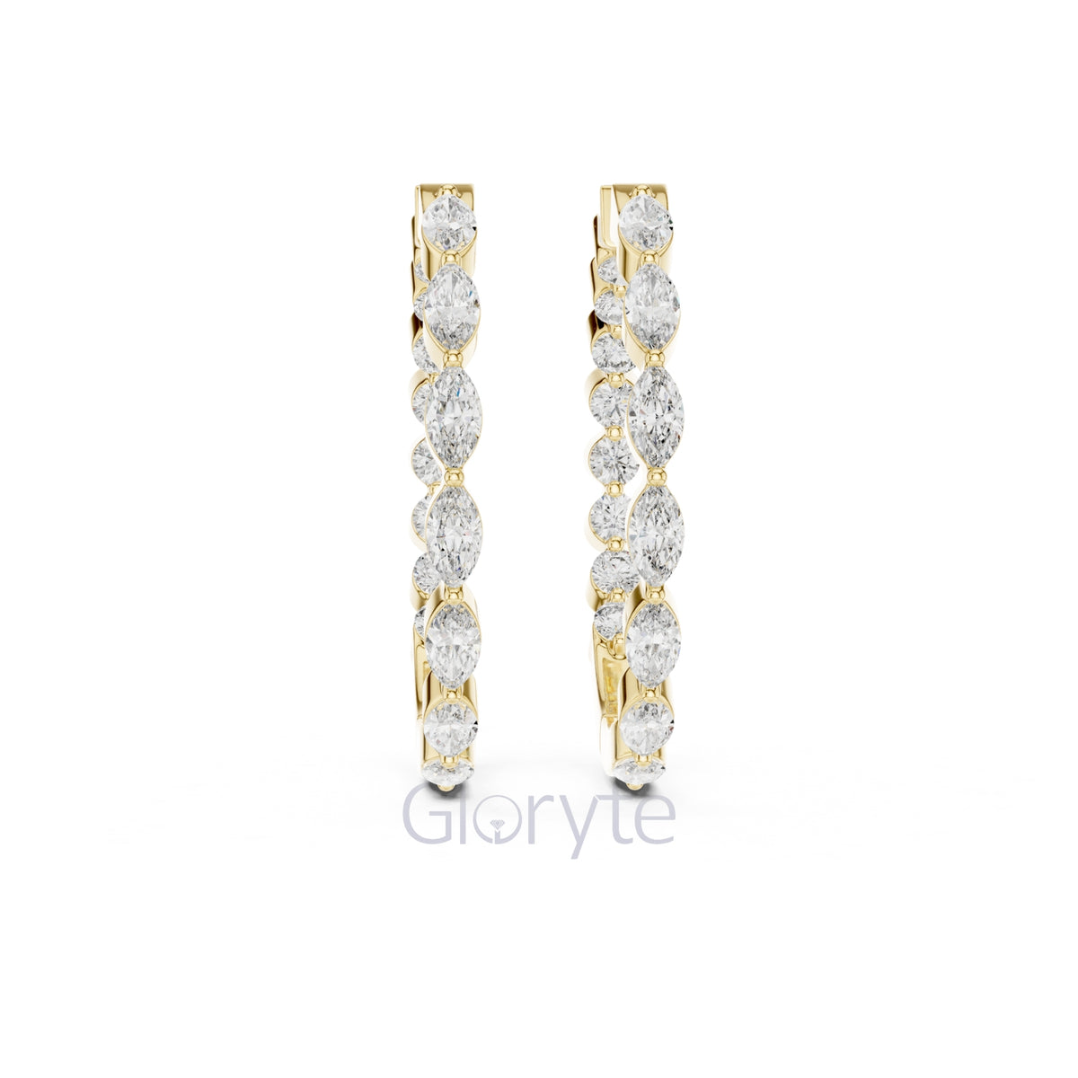 Marquise & Round Diamond Hoop Earrings