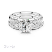 Elegant Diamond Bridal Set with Marquise & Round Accents – Vintage-Inspired Setting