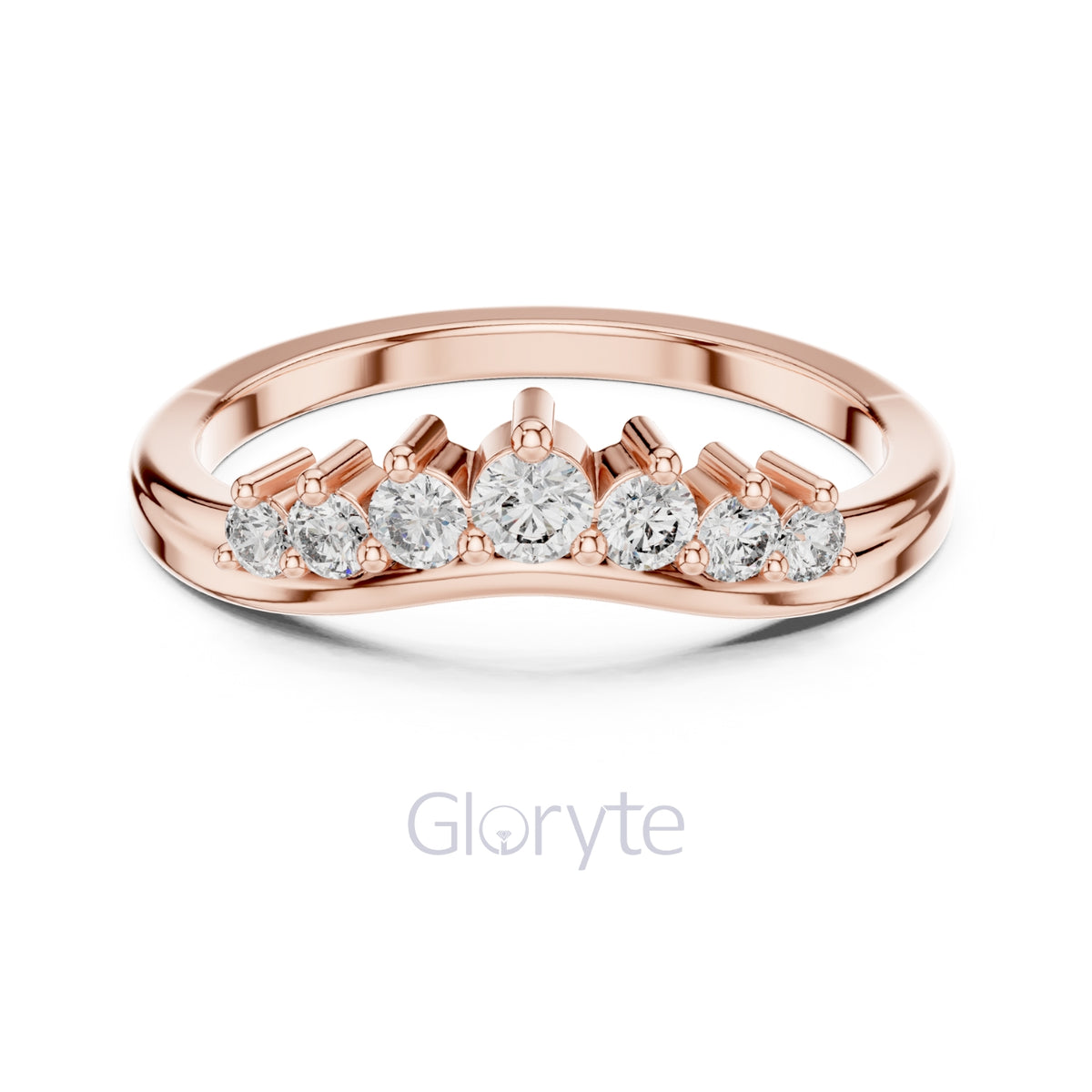 Round Cut Diamond Chevron Crown Band
