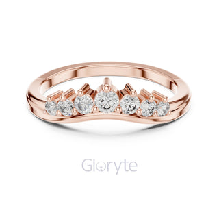 Round Cut Diamond Chevron Crown Band