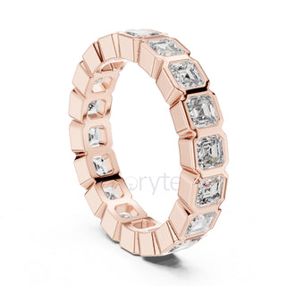 Asscher Cut Diamond Bezel-Set Eternity Band