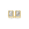 Radiant Cut Diamond Stud Earrings – Bezel Set in Silver, 10K & 14K Gold
