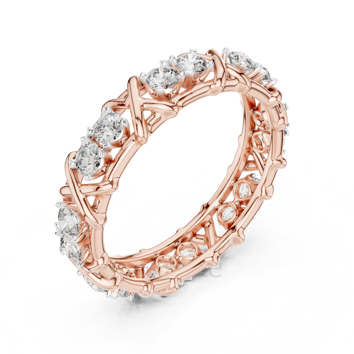 Criss-Cross Diamond Eternity Band – Round Cut