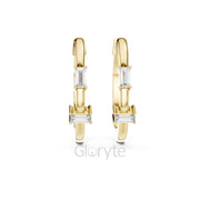 Minimalist Baguette Moissanite Hoop Earrings