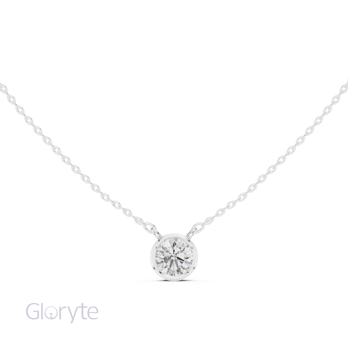 Diamond Solitaire Bezel Pendant Necklace