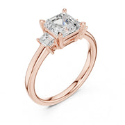 Three-Stone Diamond Engagement Rings | 1ct Center with Emerald Side Stones