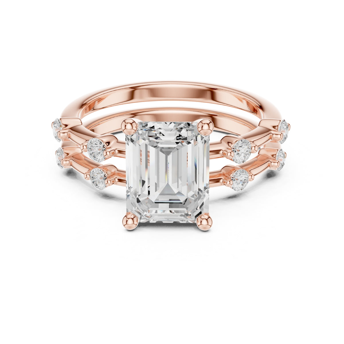 Diamond Bridal Set with Side Stones – 2.86 Carat
