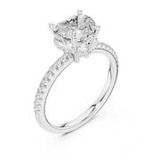 Diamond Engagement Ring with Hidden Halo & Pave Band