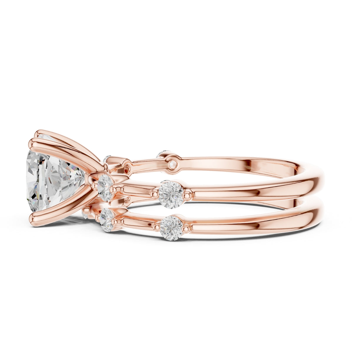 Diamond Bridal Set with Side Stones – 2.86 Carat