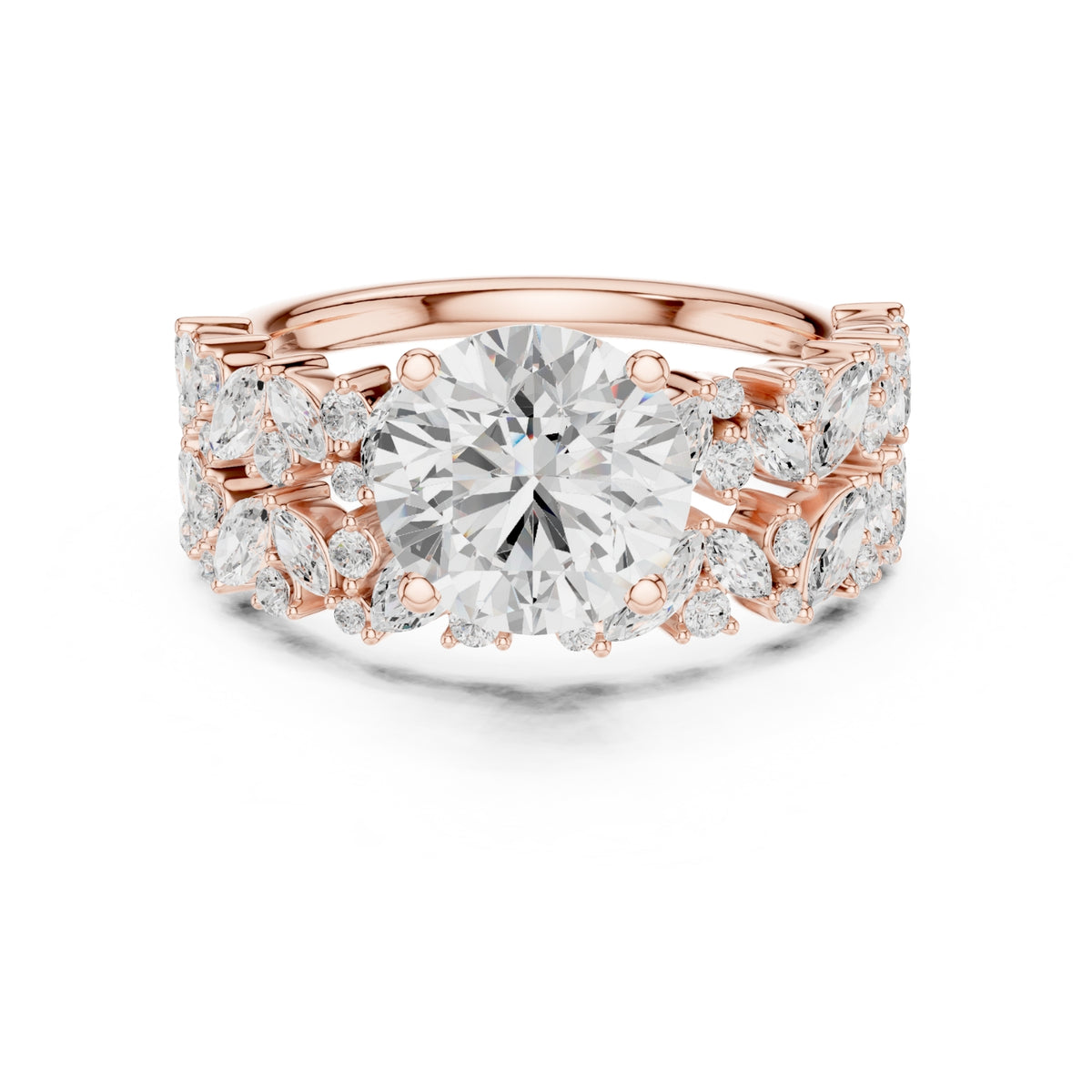 Floral & Round Diamond Cluster Ring – 3.70 CTW