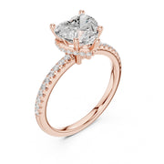 Diamond Engagement Ring with Hidden Halo & Pave Band