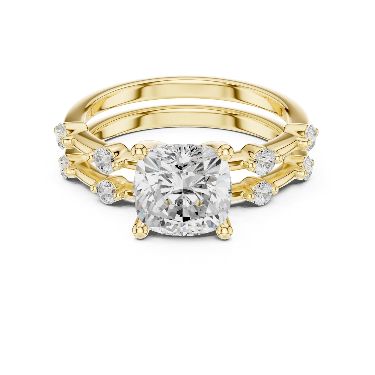 Diamond Bridal Set with Side Stones – 2.86 Carat