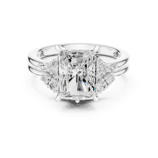 Diamond Bridal Set Ring with Marquise & Round Accent Diamonds