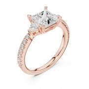 1 Carat Three-Stone Diamond Rings With Pave Band