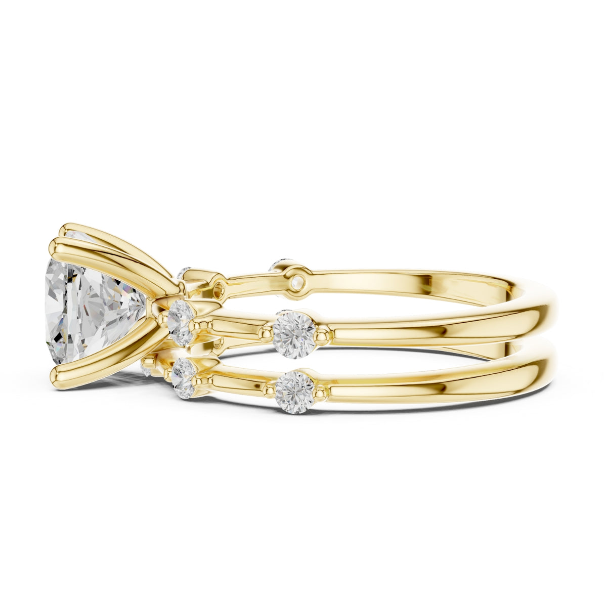 Diamond Bridal Set with Side Stones – 2.86 Carat