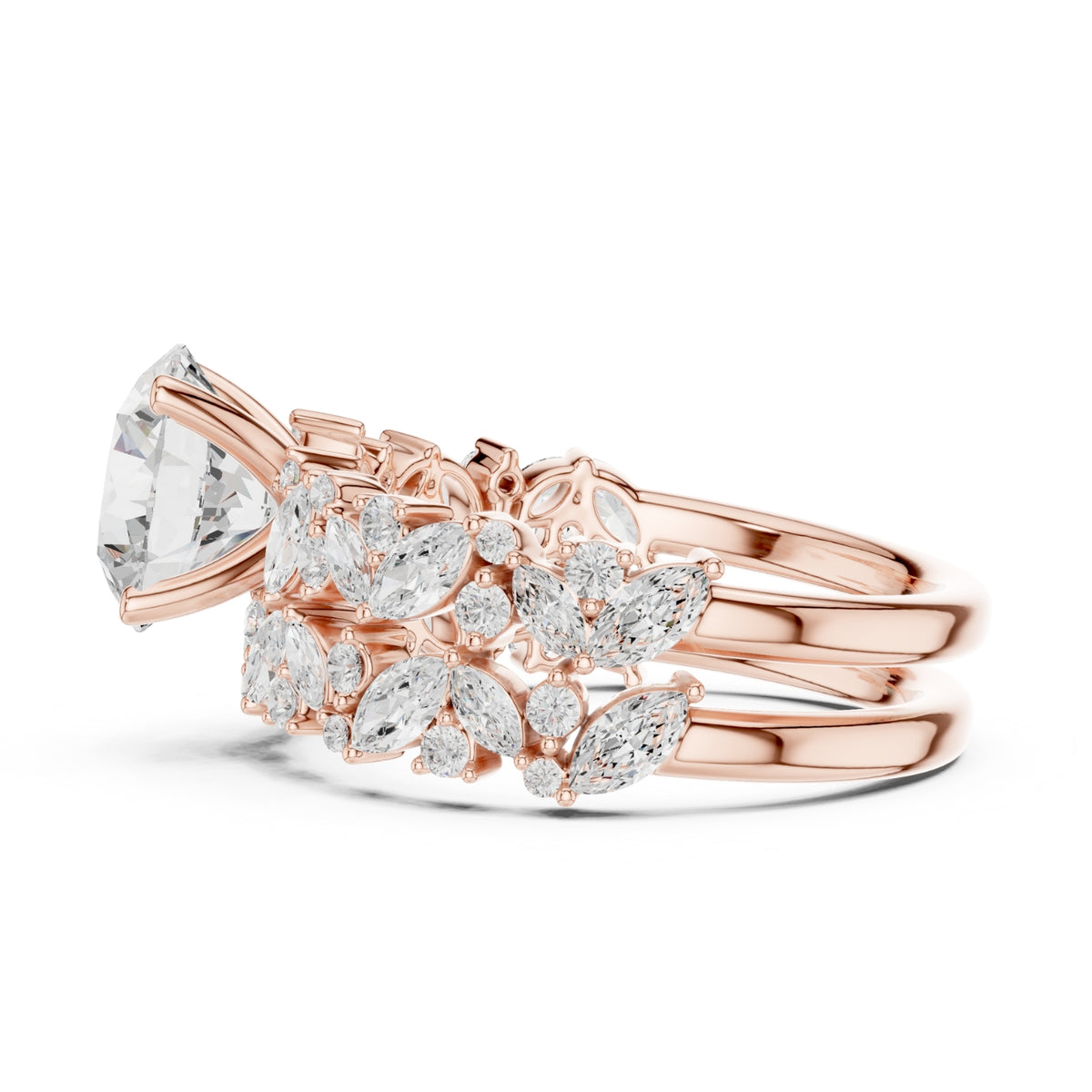 Floral & Round Diamond Cluster Ring – 3.70 CTW