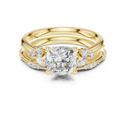 Elegant Diamond Bridal Set with Marquise & Round Accents – Vintage-Inspired Setting