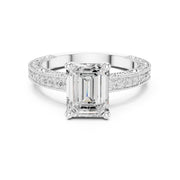 Vintage-Inspired Cut Diamond Engagement Ring with Milgrain & Pavé Detailing