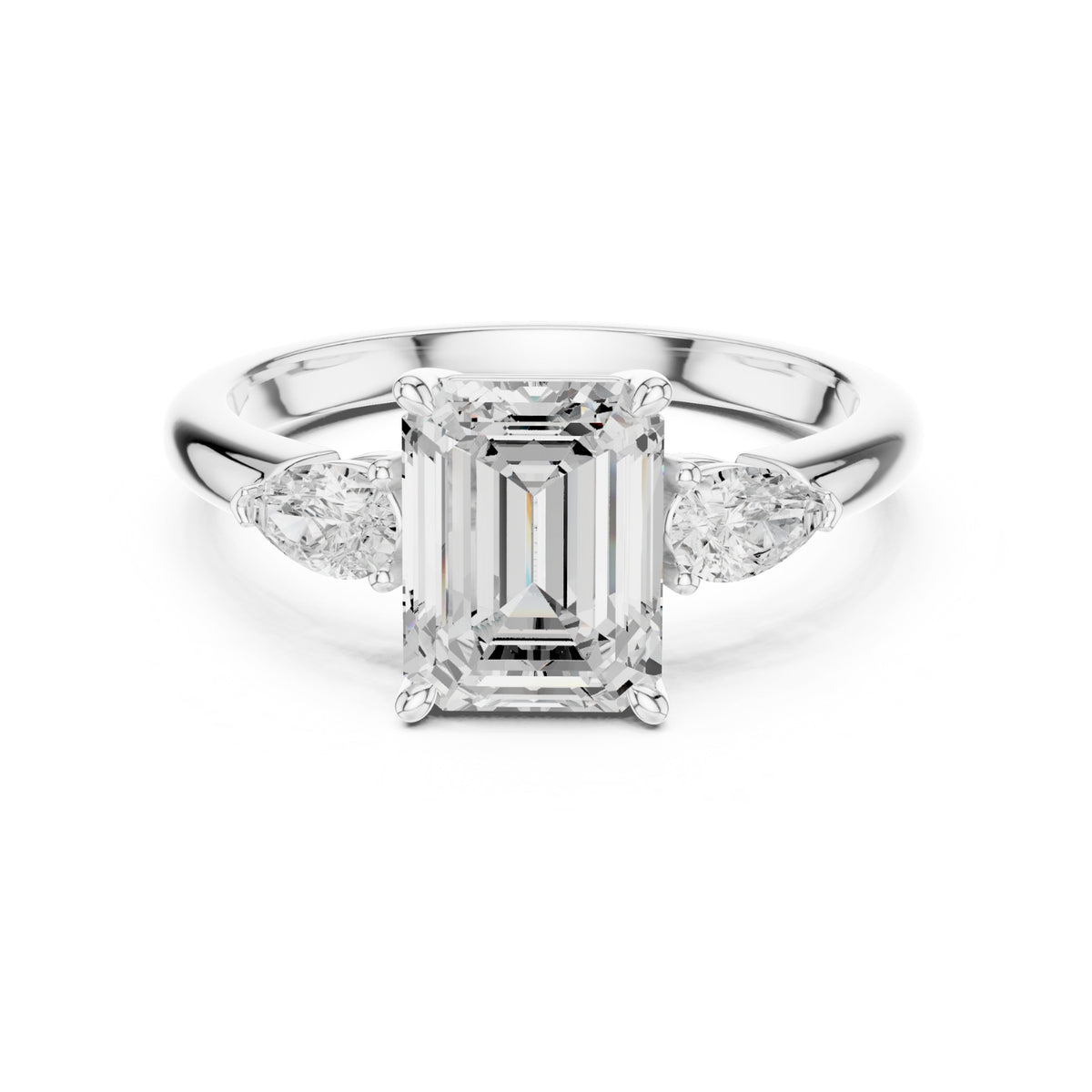 Three-Stone Engagement Ring with Pear Side Diamonds