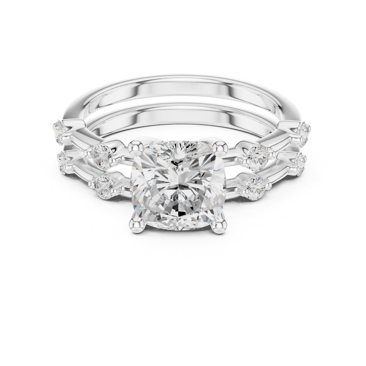 Diamond Bridal Set with Side Stones – 2.86 Carat