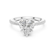 Diamond Engagement Ring with Hidden Halo & Pave Band