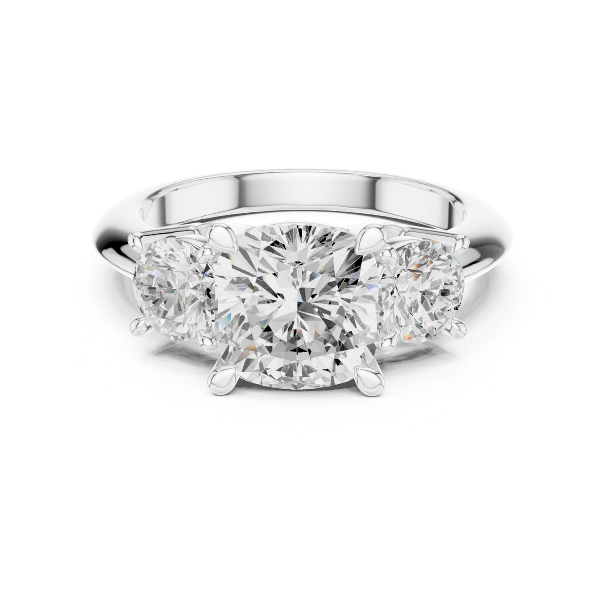 Three-Stone Diamond Engagement Ring | 2.5ct Center with Round Side Stones