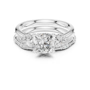 Elegant Diamond Bridal Set with Marquise & Round Accents – Vintage-Inspired Setting