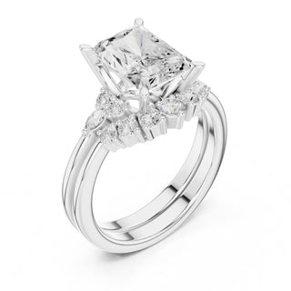 Diamond Bridal Set Ring with Marquise & Round Accent Diamonds