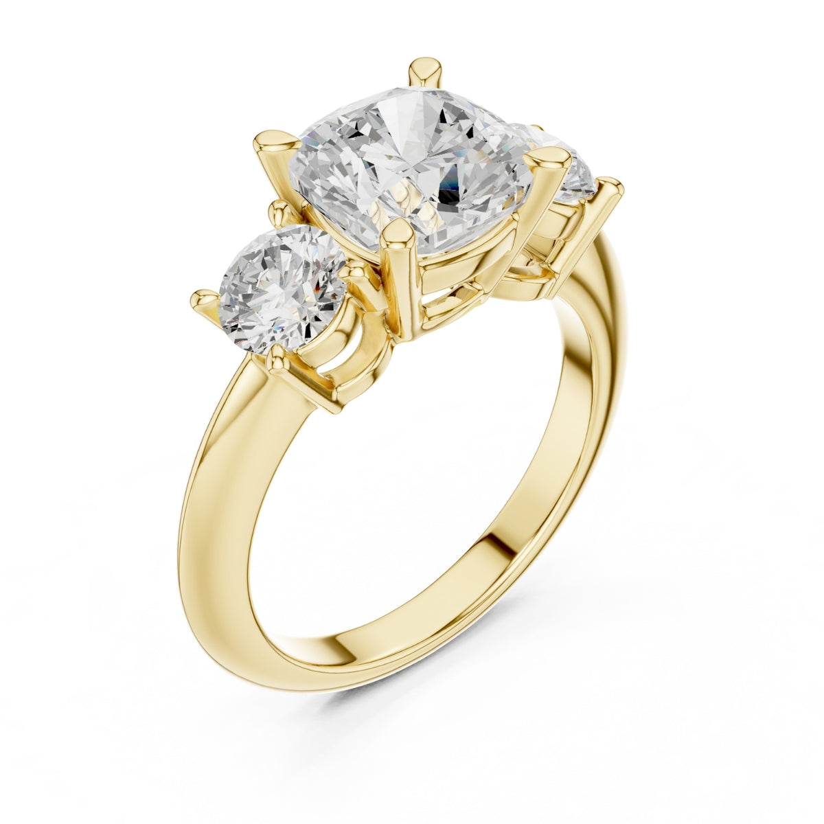 Three-Stone Diamond Engagement Ring | 2.5ct Center with Round Side Stones