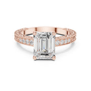 Vintage-Inspired Cut Diamond Engagement Ring with Milgrain & Pavé Detailing