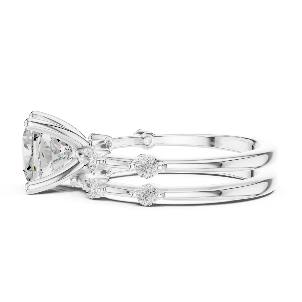 Diamond Bridal Set with Side Stones – 2.86 Carat